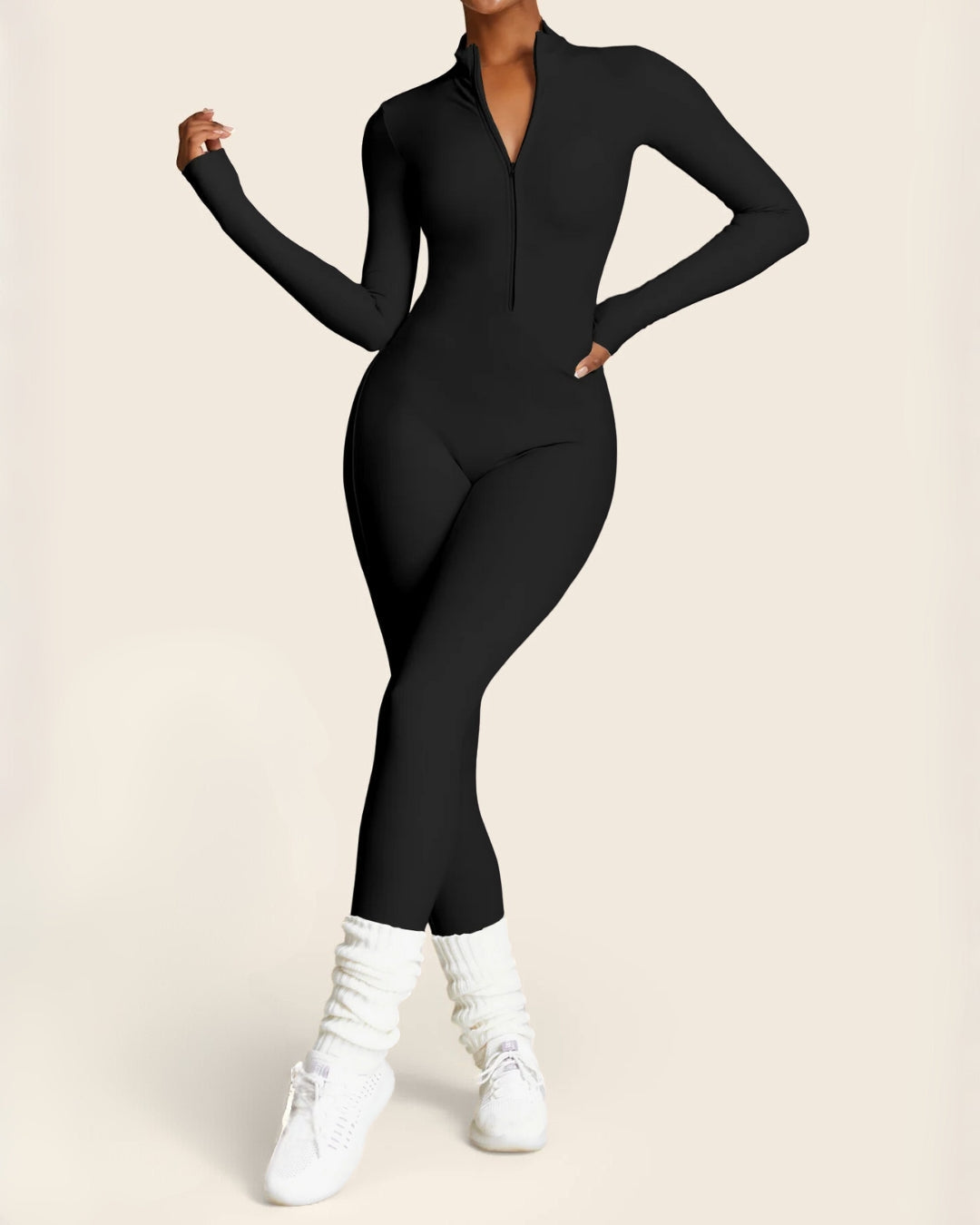 Fleece-Lined Zip-Up Jumpsuit