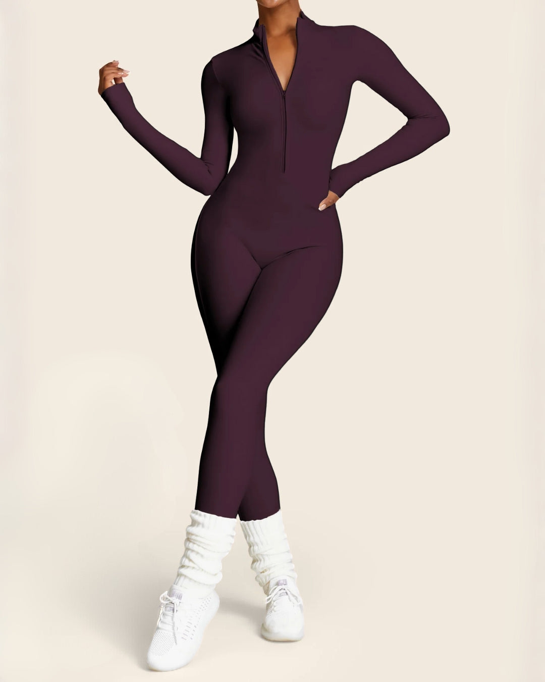 Fleece-Lined Zip-Up Jumpsuit
